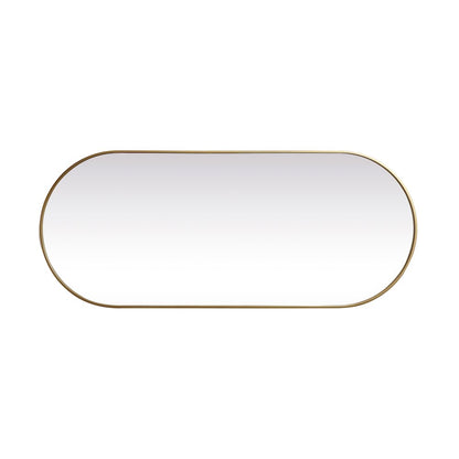 Metal Frame Oval Mirror 30x72 Inch in Brass