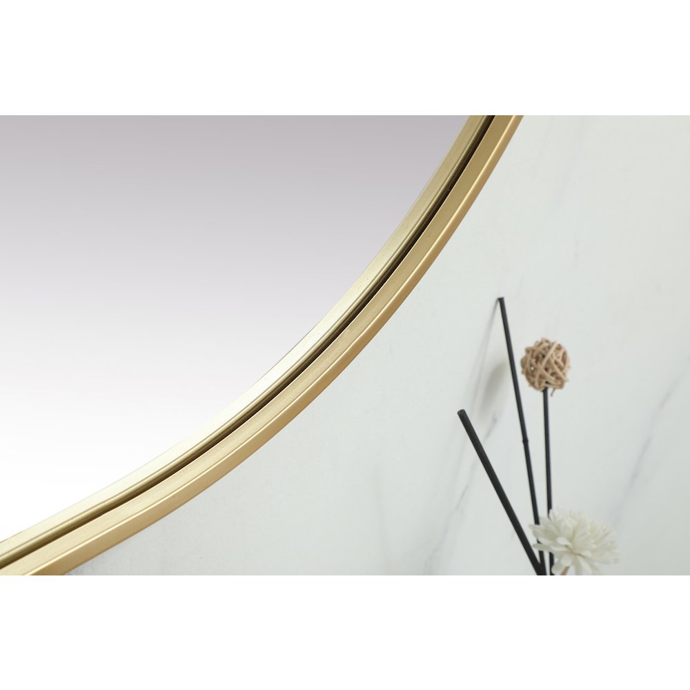 Metal Frame Oval Mirror 30x72 Inch in Brass