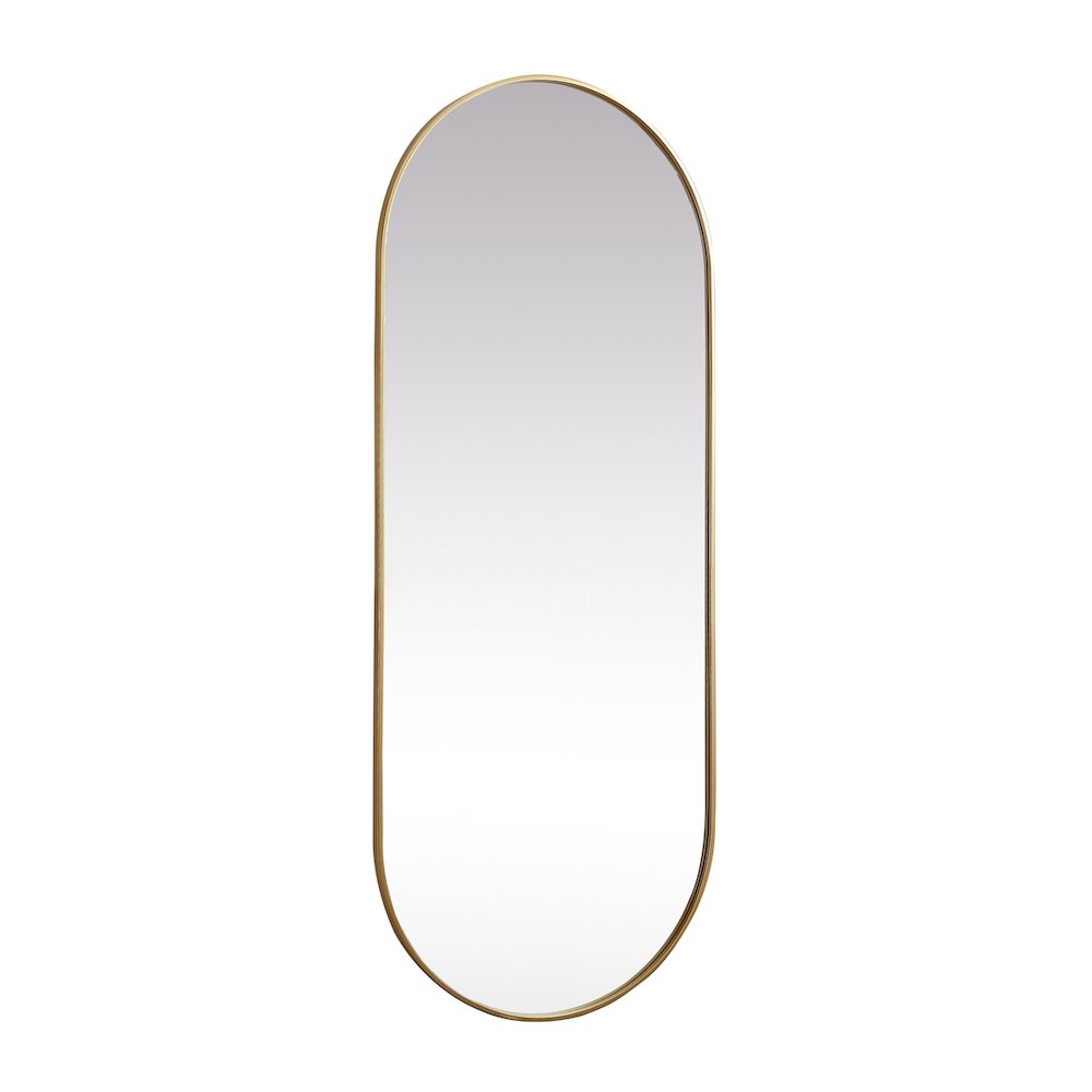 Metal Frame Oval Mirror 30x72 Inch in Brass