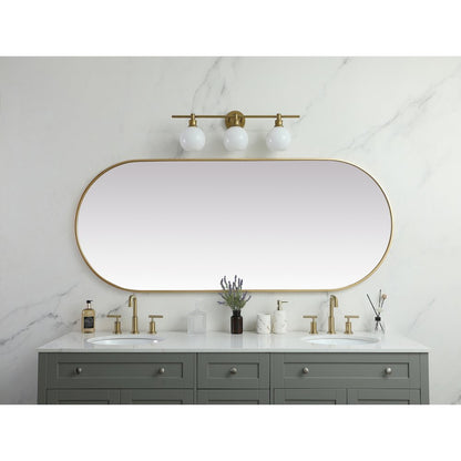 Metal Frame Oval Mirror 30x72 Inch in Brass