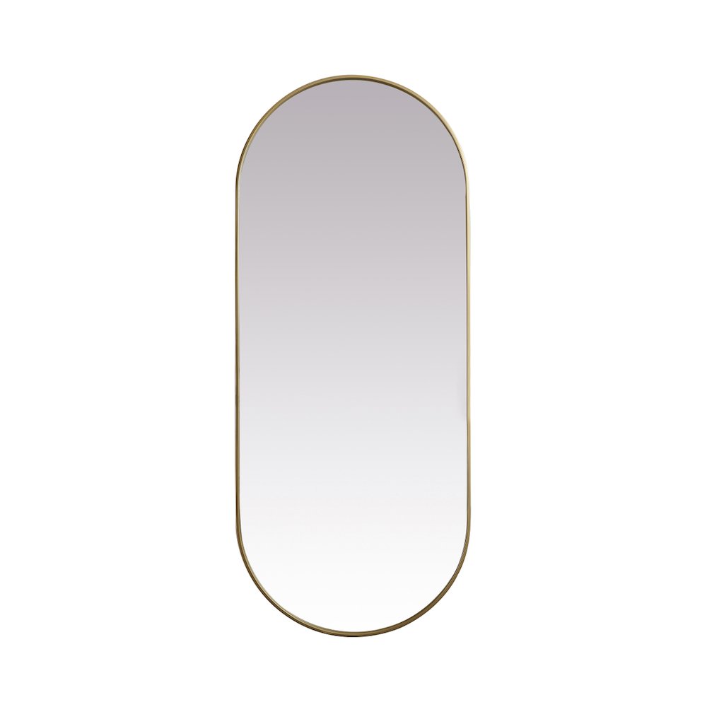 Metal Frame Oval Mirror 30x72 Inch in Brass