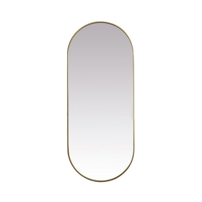 Metal Frame Oval Mirror 30x72 Inch in Brass