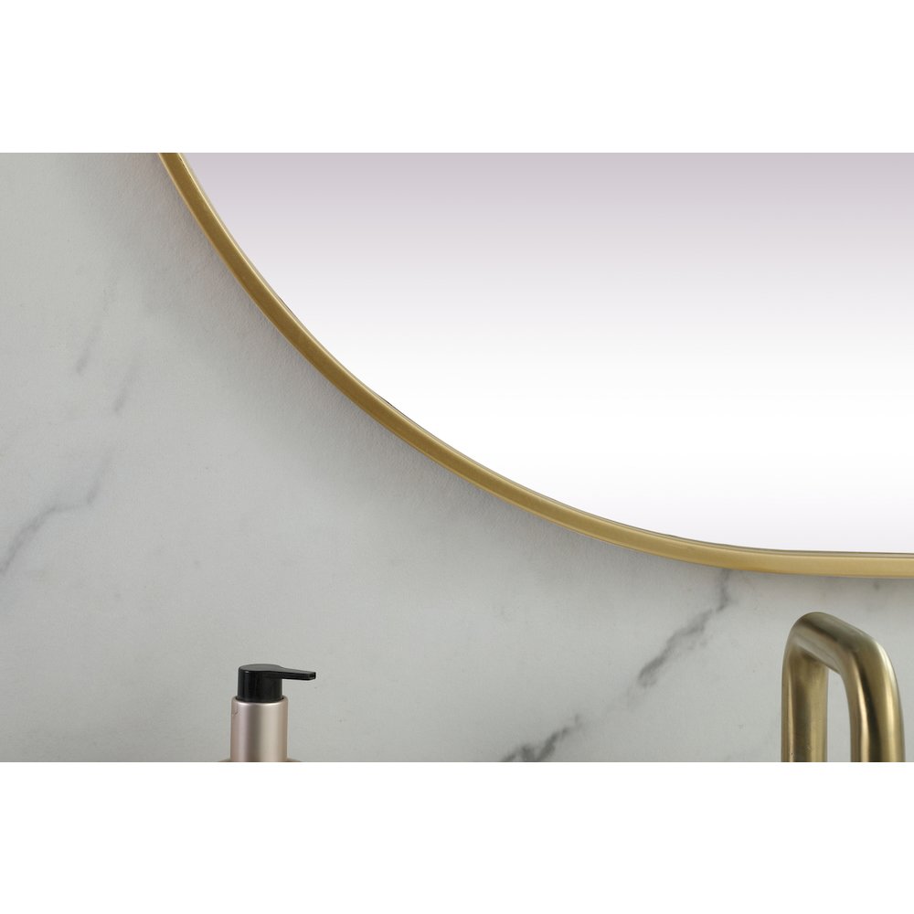 Metal Frame Oval Mirror 30x72 Inch in Brass