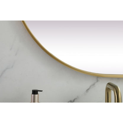 Metal Frame Oval Mirror 30x72 Inch in Brass