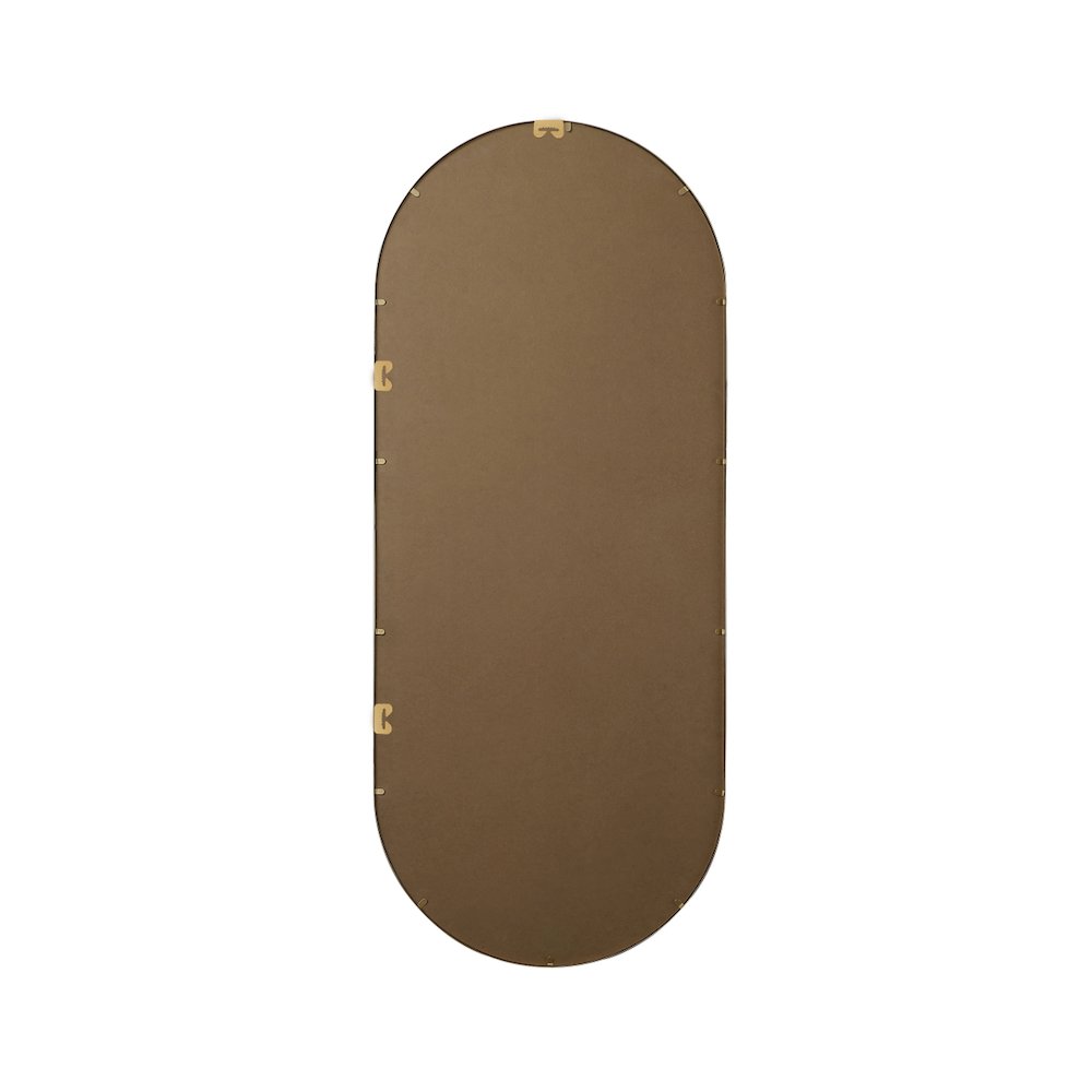 Metal Frame Oval Mirror 30x72 Inch in Brass