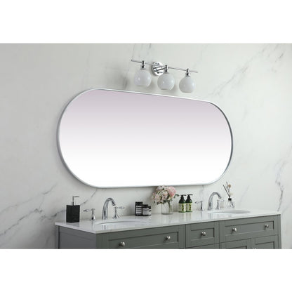 Metal Frame Oval Mirror 30x72 Inch in Silver