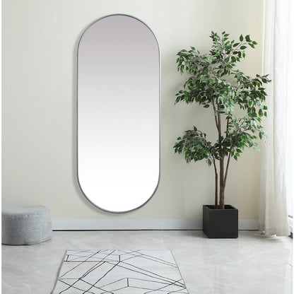 Metal Frame Oval Mirror 30x72 Inch in Silver
