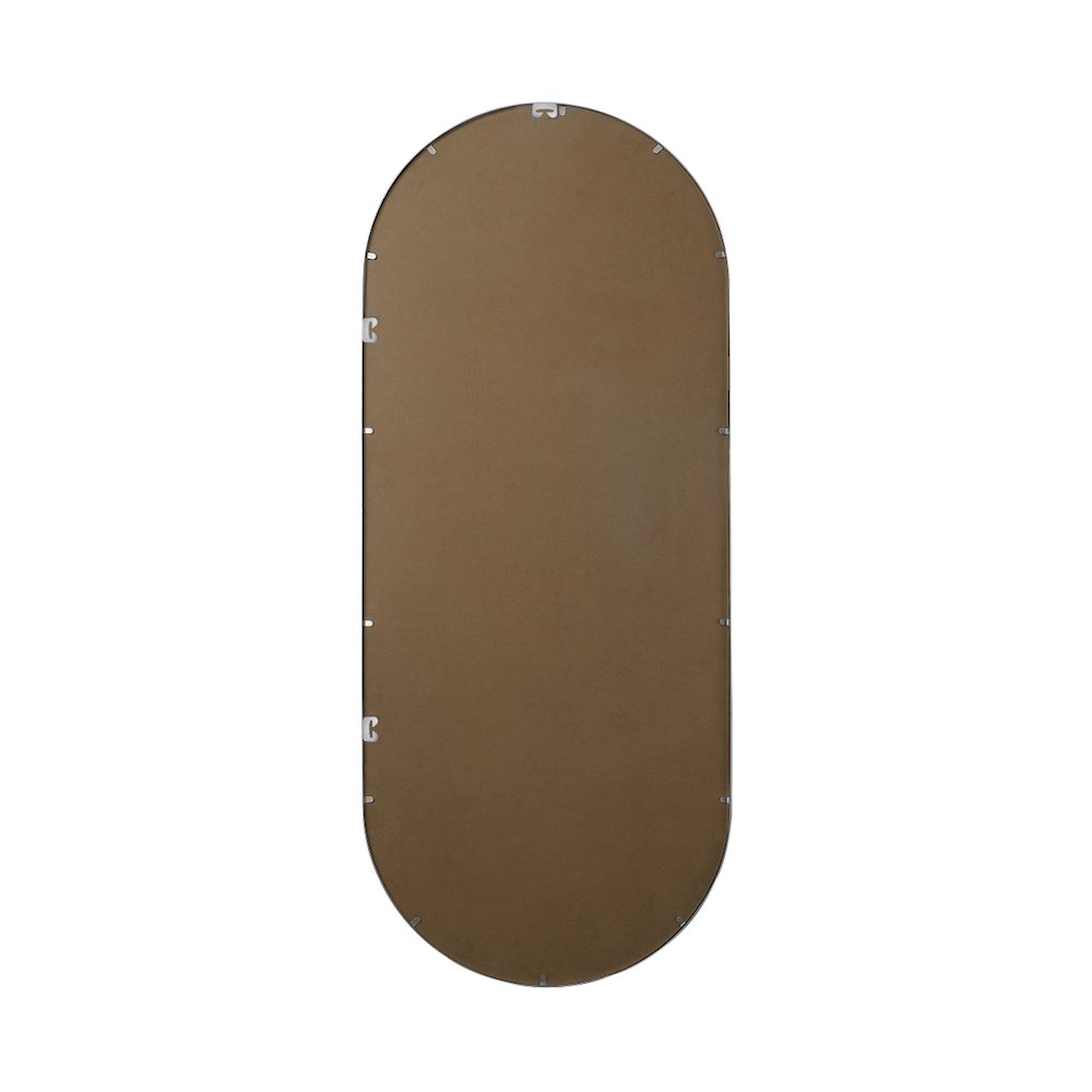 Metal Frame Oval Mirror 30x72 Inch in Silver