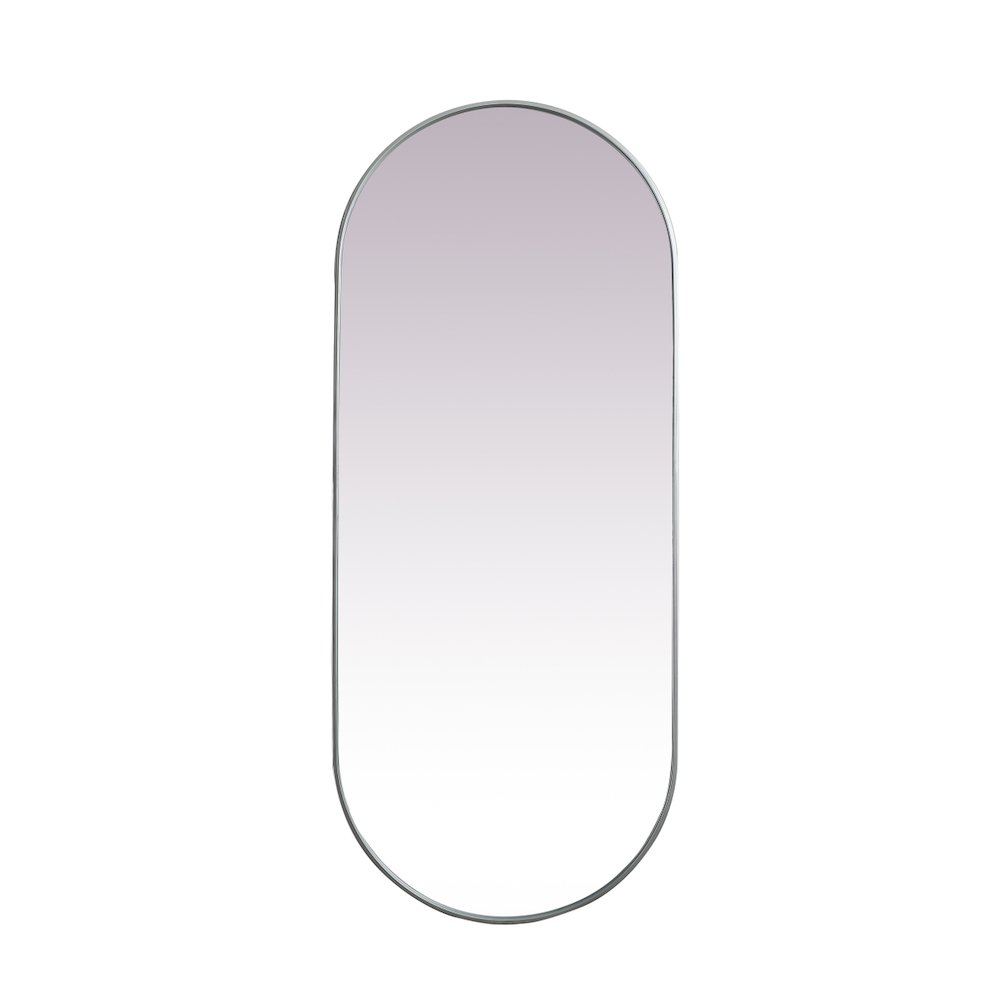 Metal Frame Oval Mirror 30x72 Inch in Silver