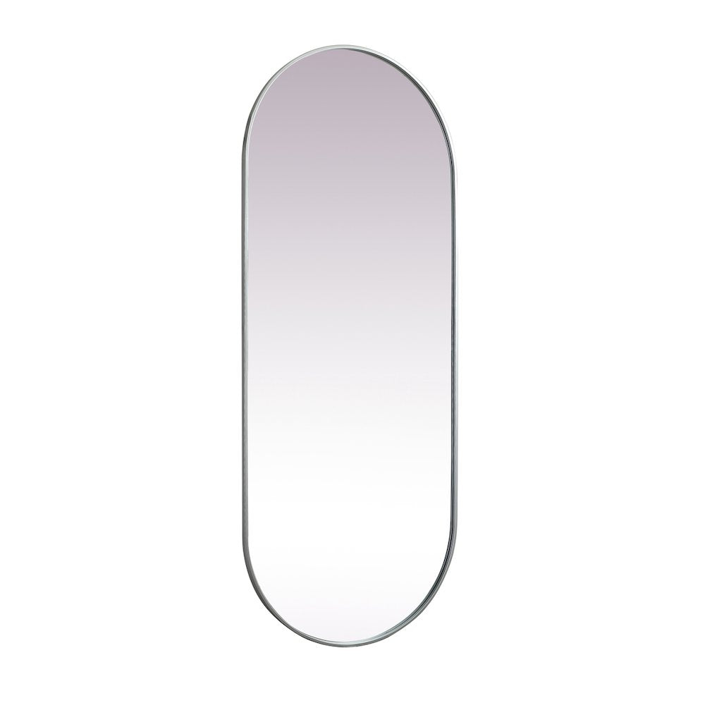 Metal Frame Oval Mirror 30x72 Inch in Silver