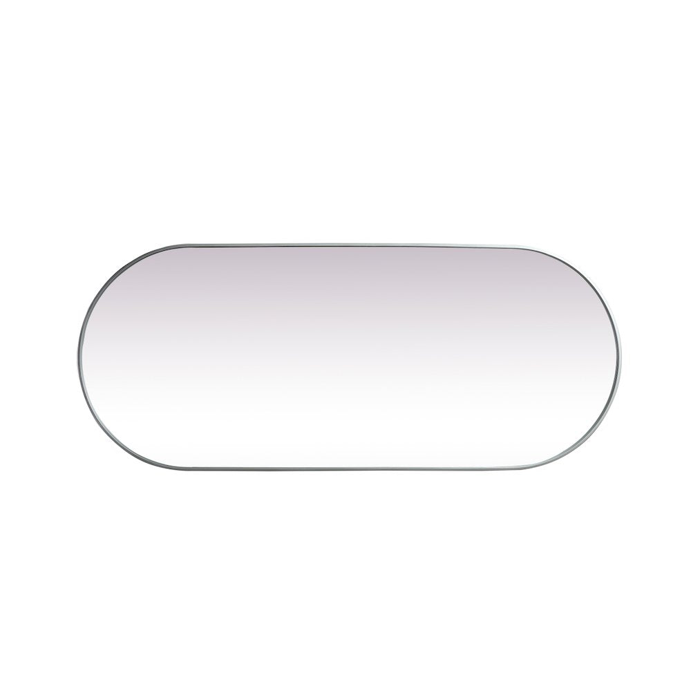 Metal Frame Oval Mirror 30x72 Inch in Silver