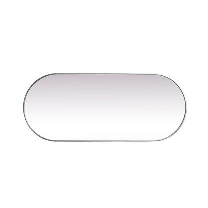Metal Frame Oval Mirror 30x72 Inch in Silver