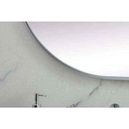 Metal Frame Oval Mirror 30x72 Inch in Silver