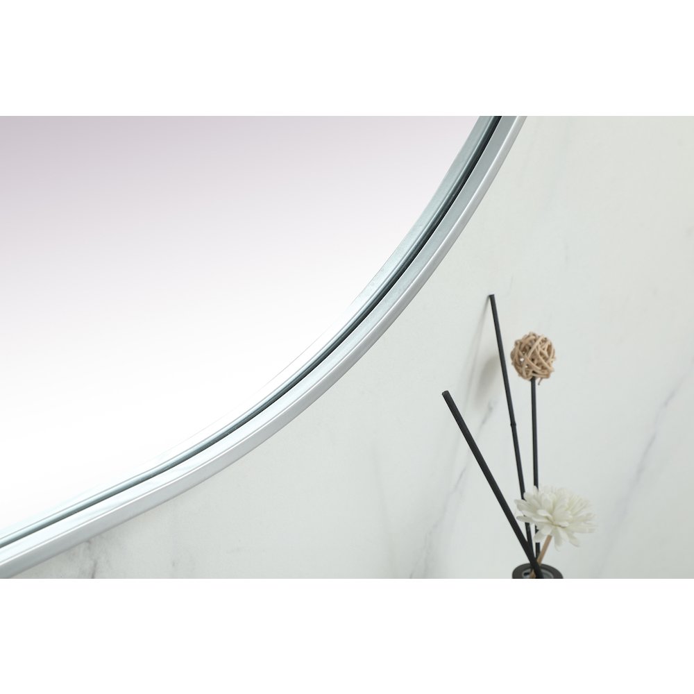 Metal Frame Oval Mirror 30x72 Inch in Silver