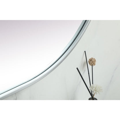 Metal Frame Oval Mirror 30x72 Inch in Silver