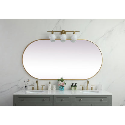 Metal Frame Oval Mirror 36x72 Inch in Brass