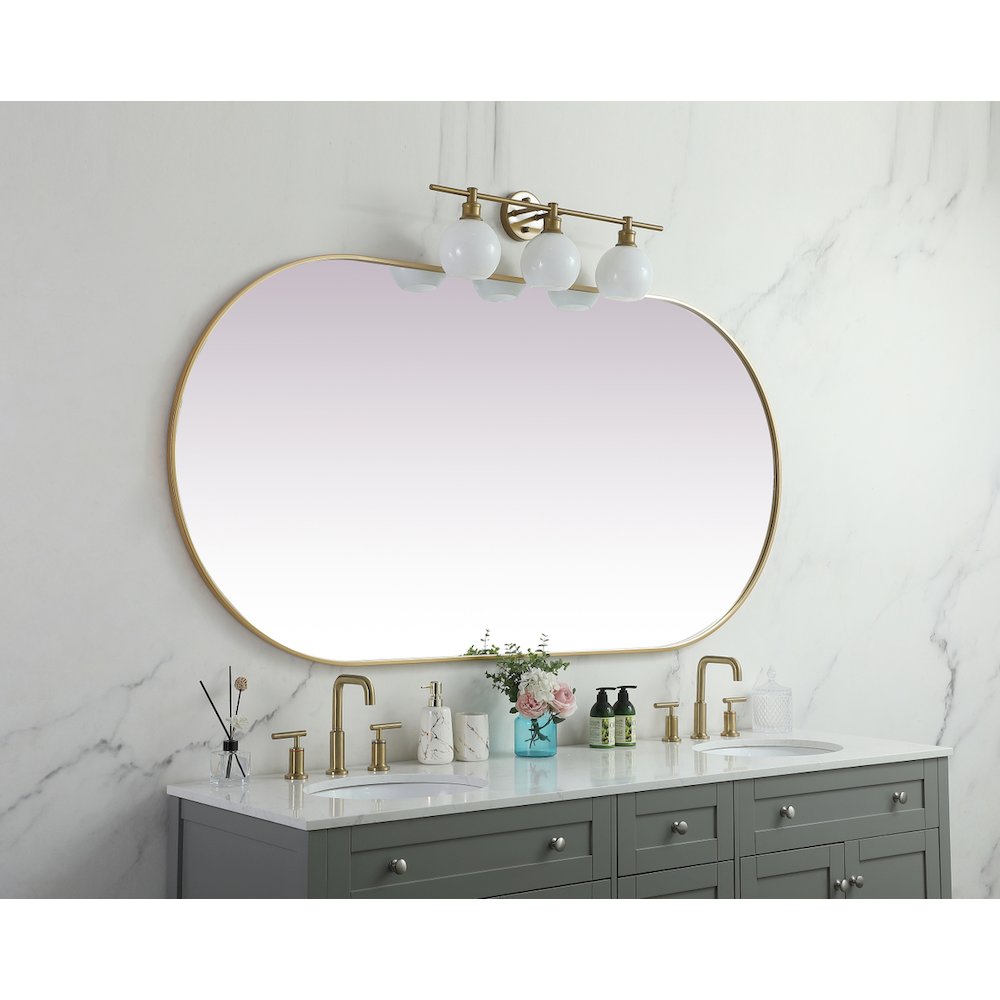Metal Frame Oval Mirror 36x72 Inch in Brass