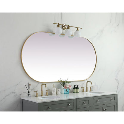 Metal Frame Oval Mirror 36x72 Inch in Brass