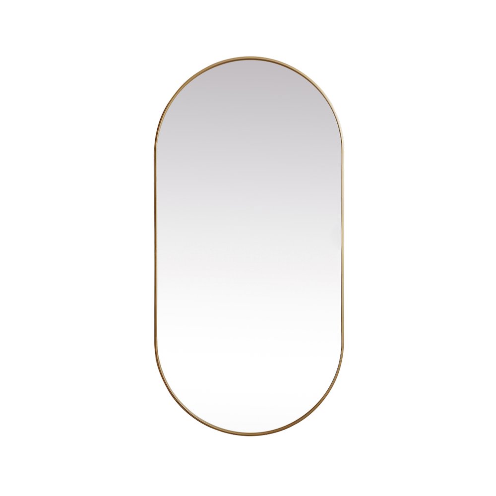 Metal Frame Oval Mirror 36x72 Inch in Brass