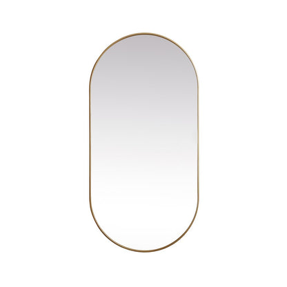 Metal Frame Oval Mirror 36x72 Inch in Brass