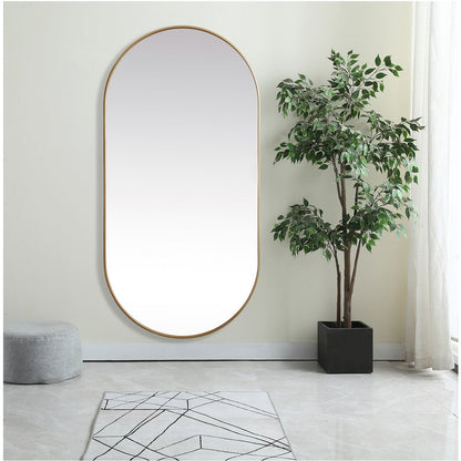 Metal Frame Oval Mirror 36x72 Inch in Brass