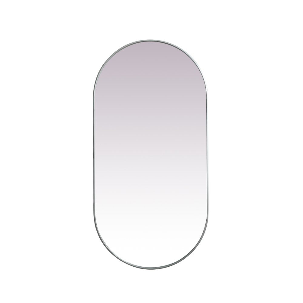 Metal Frame Oval Mirror 36x72 Inch in Silver