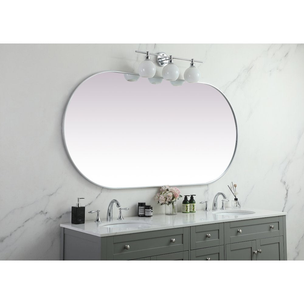 Metal Frame Oval Mirror 36x72 Inch in Silver