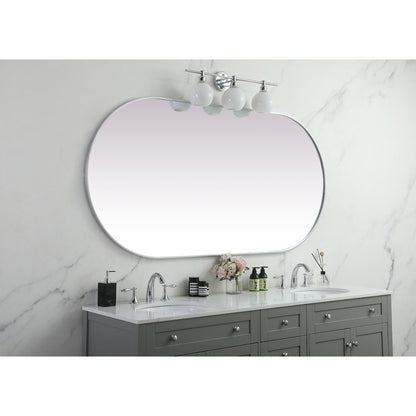 Metal Frame Oval Mirror 36x72 Inch in Silver