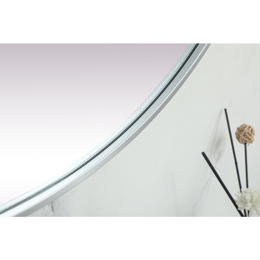 Metal Frame Oval Mirror 36x72 Inch in Silver