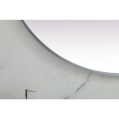 Metal Frame Oval Mirror 36x72 Inch in Silver