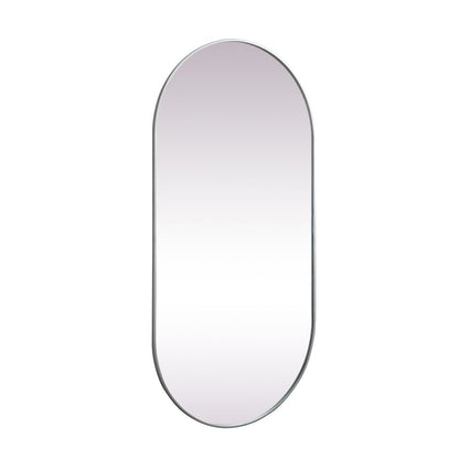 Metal Frame Oval Mirror 36x72 Inch in Silver