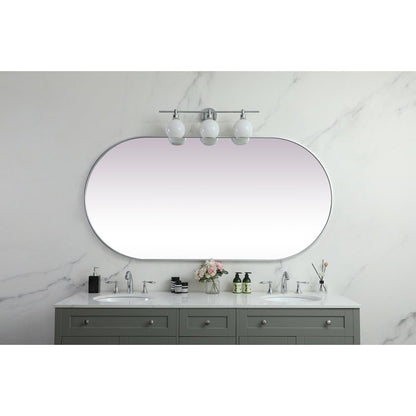 Metal Frame Oval Mirror 36x72 Inch in Silver