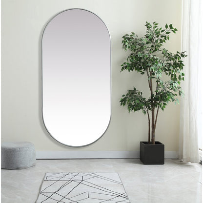 Metal Frame Oval Mirror 36x72 Inch in Silver