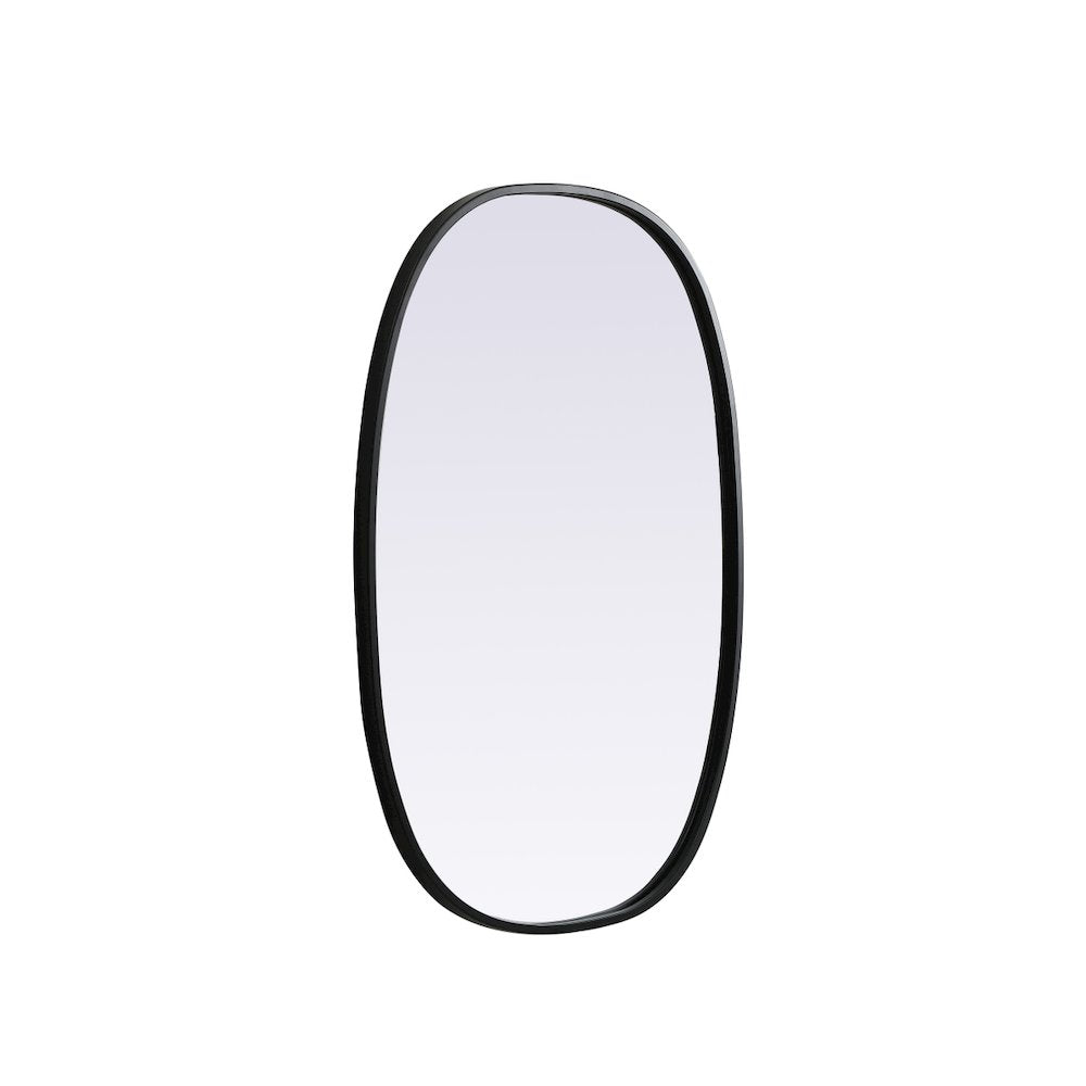 Metal Frame Oval Mirror 20x30 Inch in Black