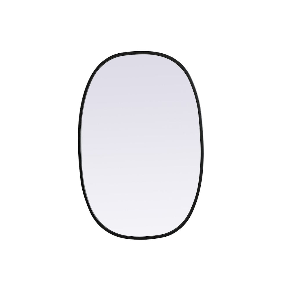 Metal Frame Oval Mirror 20x30 Inch in Black