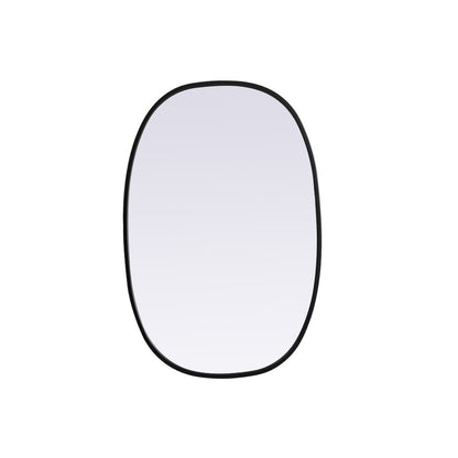 Metal Frame Oval Mirror 20x30 Inch in Black