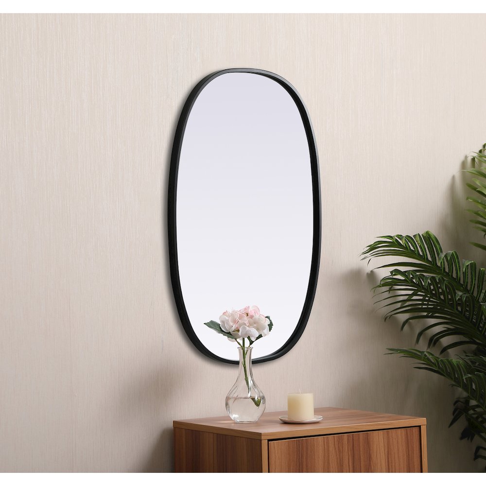 Metal Frame Oval Mirror 20x30 Inch in Black