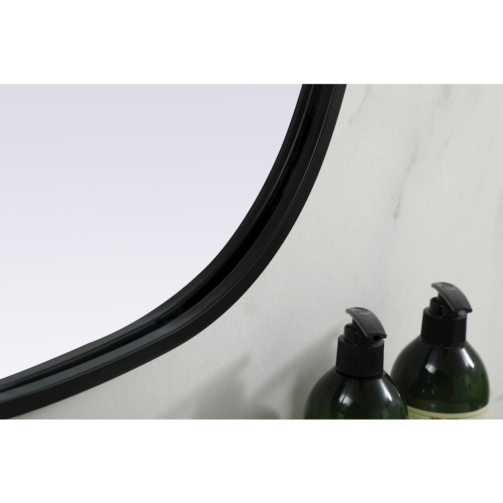 Metal Frame Oval Mirror 20x30 Inch in Black