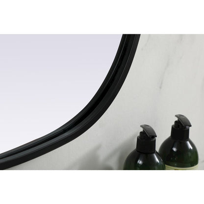 Metal Frame Oval Mirror 20x30 Inch in Black