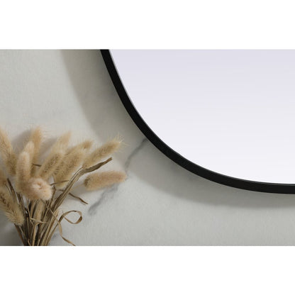 Metal Frame Oval Mirror 20x30 Inch in Black