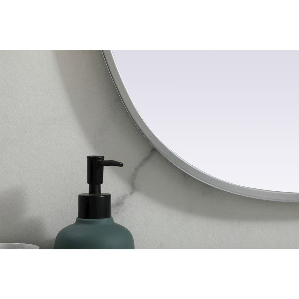 Metal Frame Oval Mirror 20x30 Inch in Silver