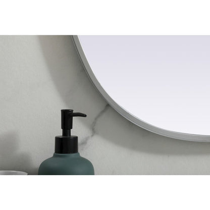 Metal Frame Oval Mirror 20x30 Inch in Silver