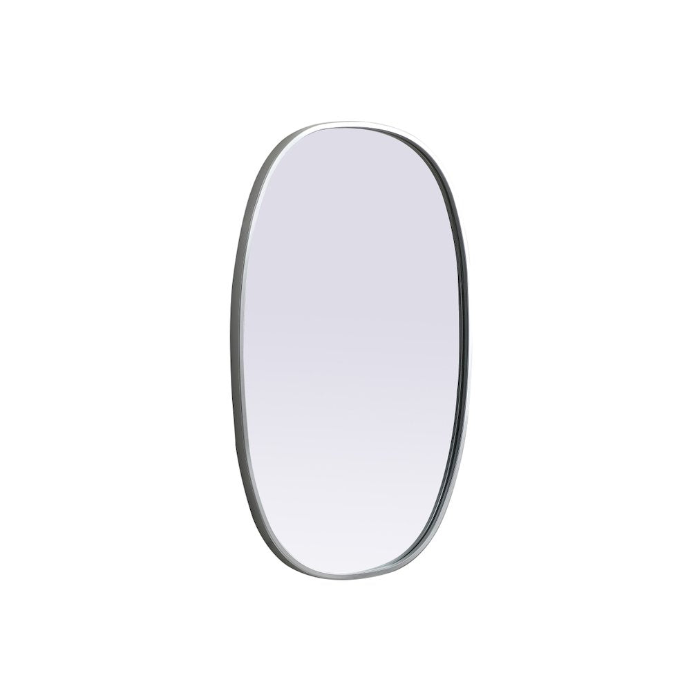 Metal Frame Oval Mirror 20x30 Inch in Silver