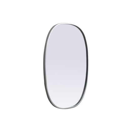 Metal Frame Oval Mirror 20x30 Inch in Silver