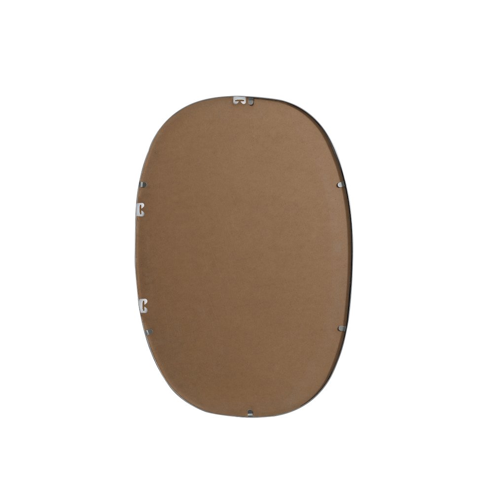 Metal Frame Oval Mirror 20x30 Inch in Silver
