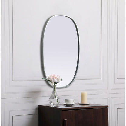 Metal Frame Oval Mirror 20x30 Inch in Silver