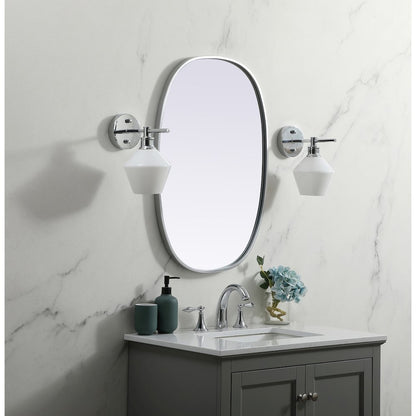 Metal Frame Oval Mirror 20x30 Inch in Silver