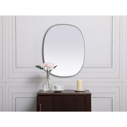 Metal Frame Oval Mirror 24x30 Inch in Silver