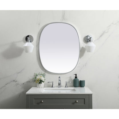 Metal Frame Oval Mirror 24x30 Inch in Silver