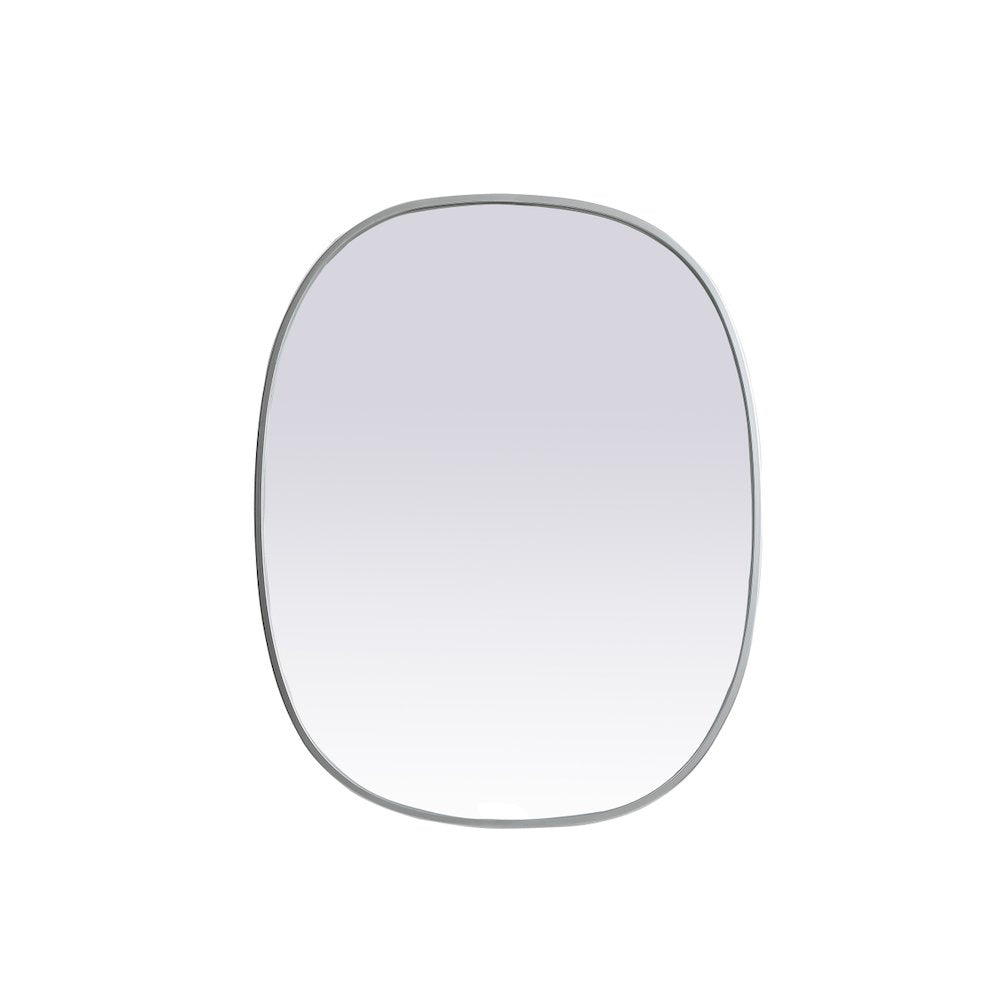 Metal Frame Oval Mirror 24x30 Inch in Silver